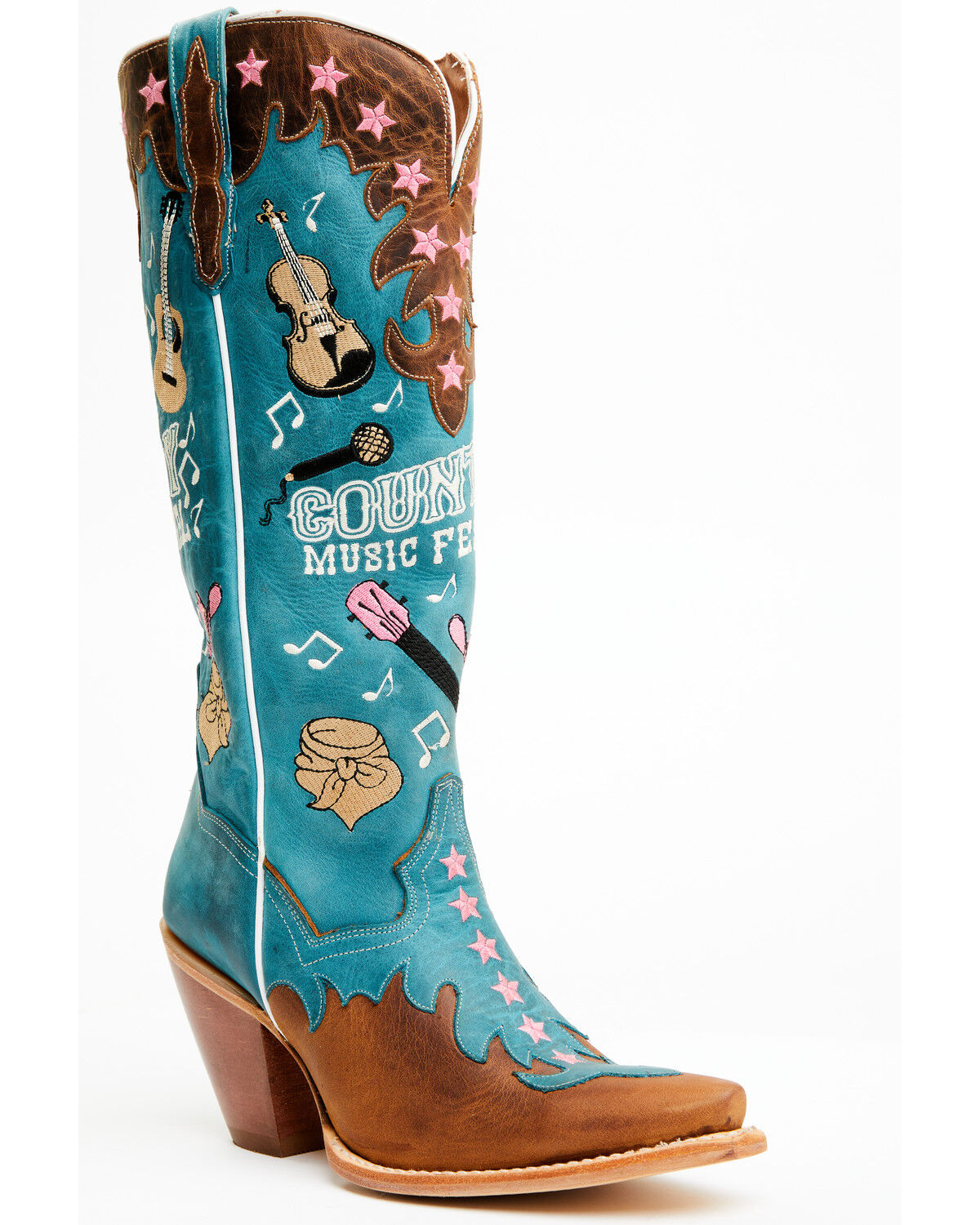 Image #1 - Dan Post Women's Nashville Music Festival Embroidered Western Tall Boots - Snip Toe, , hi-res