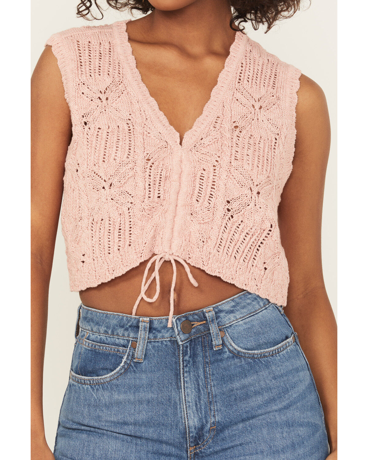 Image #3 - Shyanne Women's Metallic Cinch-Front Sweater Tank, Light Pink, hi-res