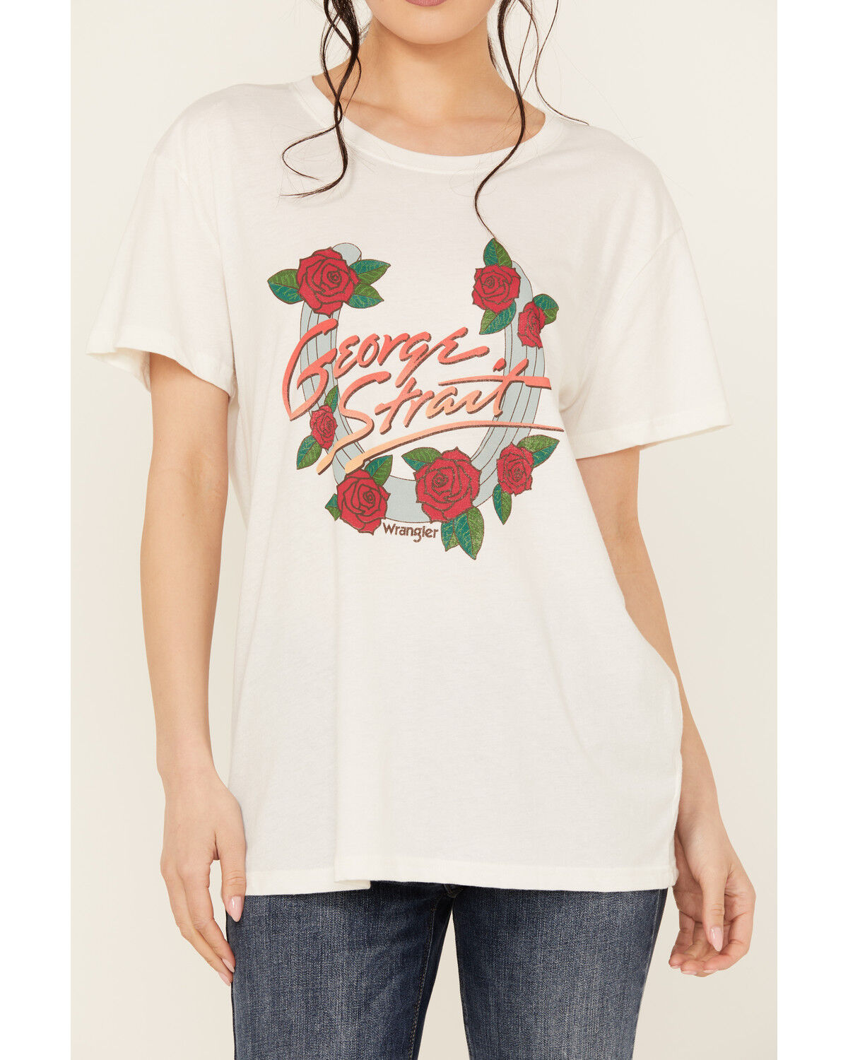 Image #3 - Wrangler Women's George Strait Floral Short Sleeve Graphic Tee, White, hi-res
