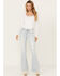 Image #1 - Shyanne Women's Agave Light Wash Mid Rise Destructed Stretch Flare Jeans, Light Wash, hi-res