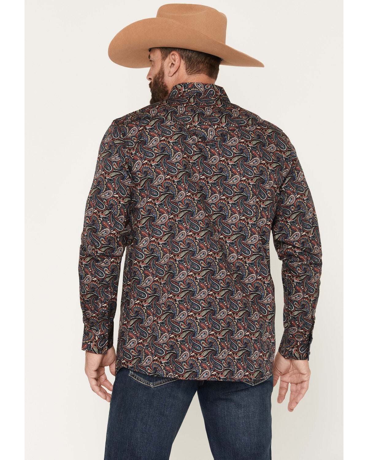 Image #4 - Moonshine Spirit Men's Saddle Paisley Print Long Sleeve Snap Western Shirt, Multi, hi-res