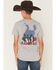 Image #1 - RANK 45® Boys' Americana Cowboy Logo Short Sleeve Graphic T-Shirt, Silver, hi-res