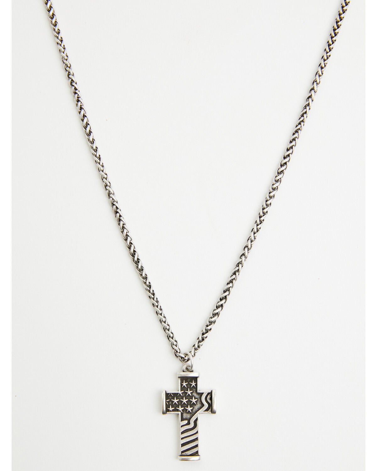 Image #1 - Cody James Men's Flag Cross Necklace, Silver, hi-res