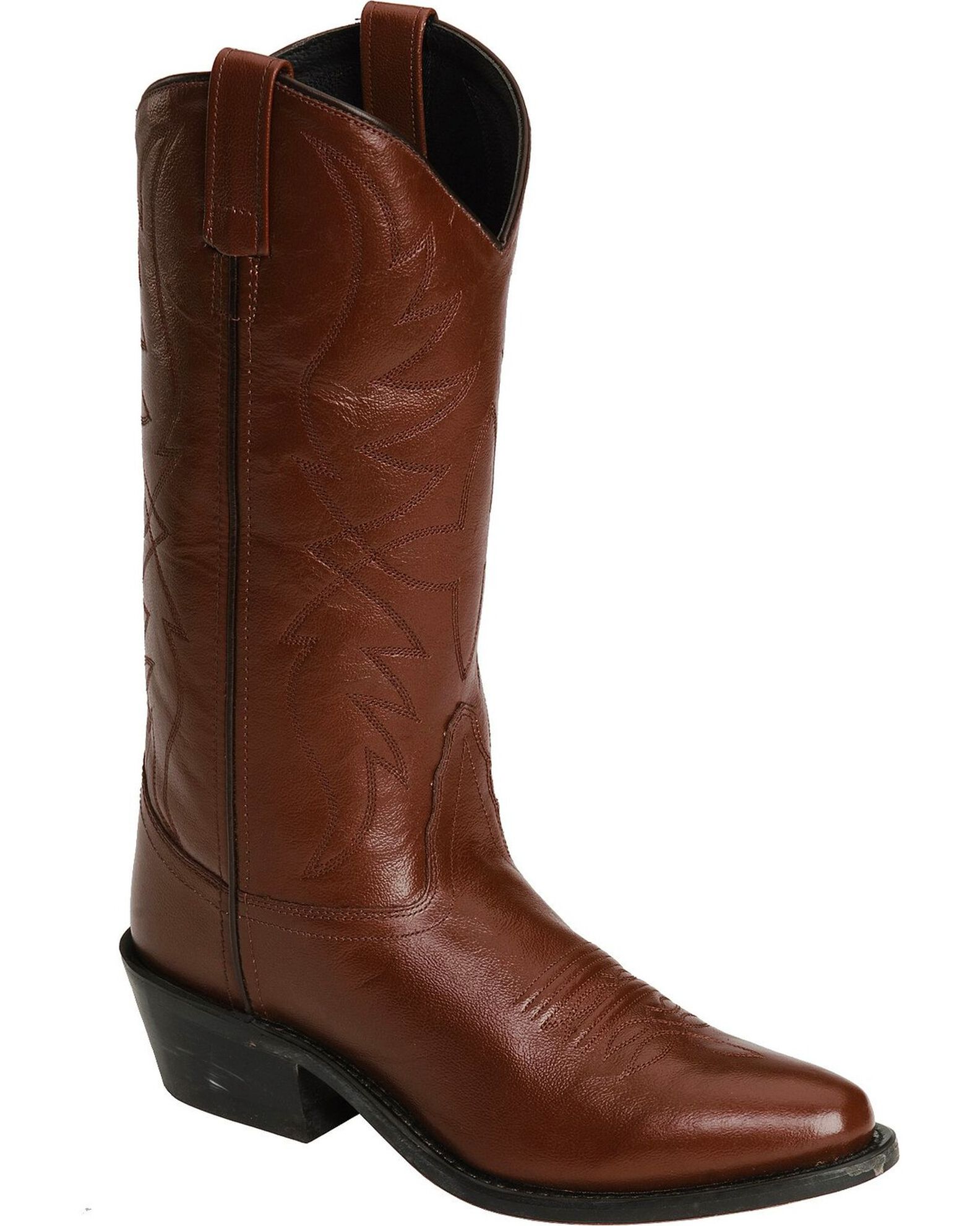Old West Men s Smooth Leather Western Boots Round Toe Country Outfitter