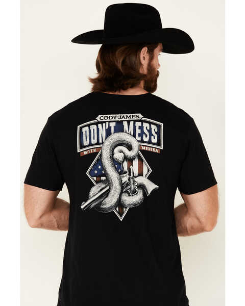 Cody James Men's Don't Mess With 'Merica Back Graphic Short Sleeve T-Shirt , Black, hi-res