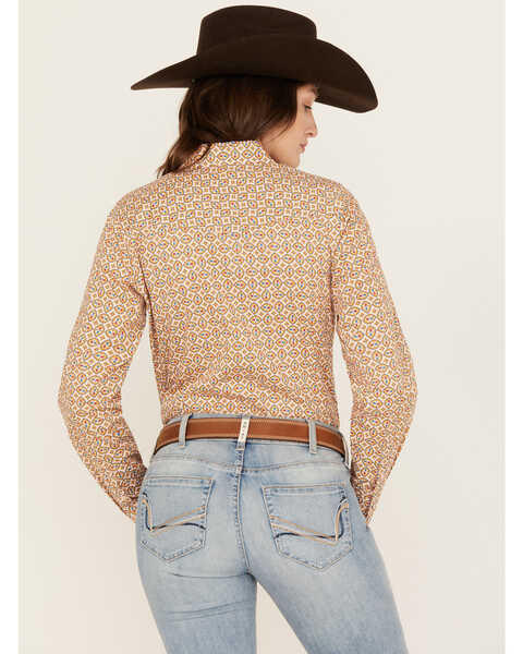Image #4 - Cinch Women's Geo Print Long Sleeve Snap Western Shirt , Pink, hi-res