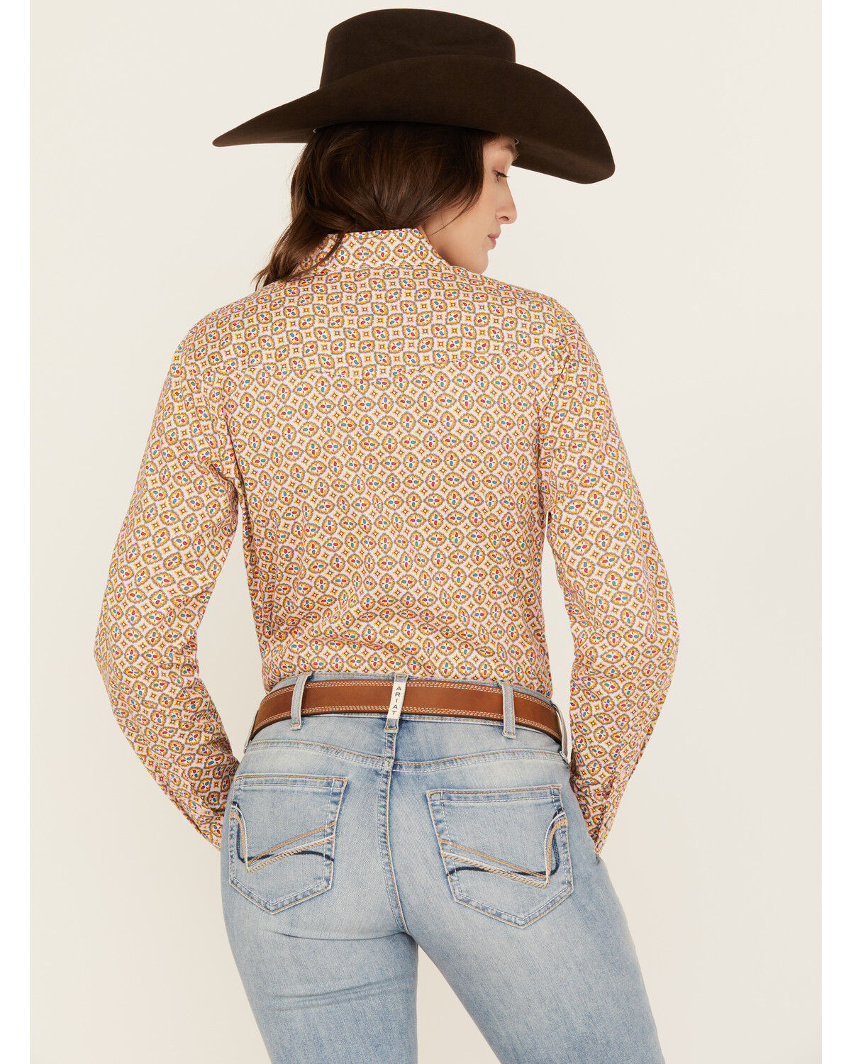 Image #4 - Cinch Women's Geo Print Long Sleeve Snap Western Shirt, Pink, hi-res