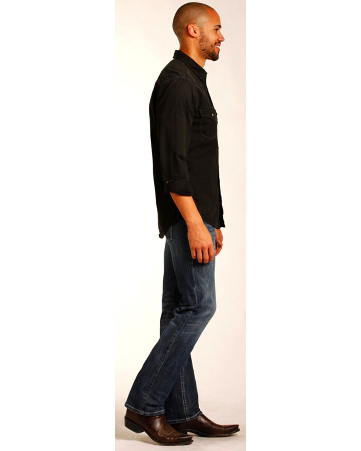 Image #2 - Rock & Roll Denim Men's Small "V" Reflex Revolver Slim Straight Jeans, Indigo, hi-res