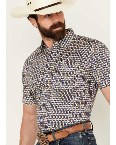Image #2 - Cody James Men's Everett Geo Print Short Sleeve Button-Down Stretch Western Shirt , White, hi-res
