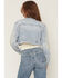Image #4 - Azalea Wang Women's Light Wash Embellished Button-Down Cropped Denim Jacket, Light Wash, hi-res