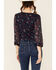 Sadie & Sage Women's Navy Floral Print Blouse, Navy, hi-res
