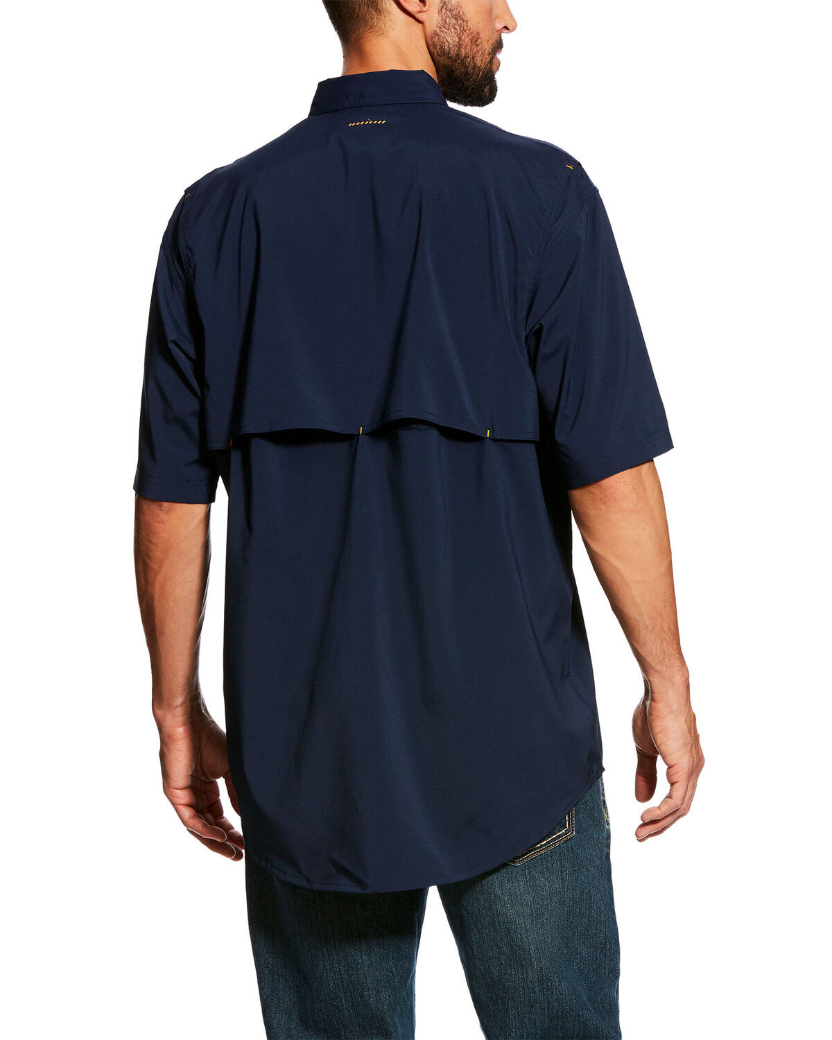 Image #2 - Ariat Men's Rebar Made Tough VentTEK Short Sleeve Work Shirt - Tall, Navy, hi-res
