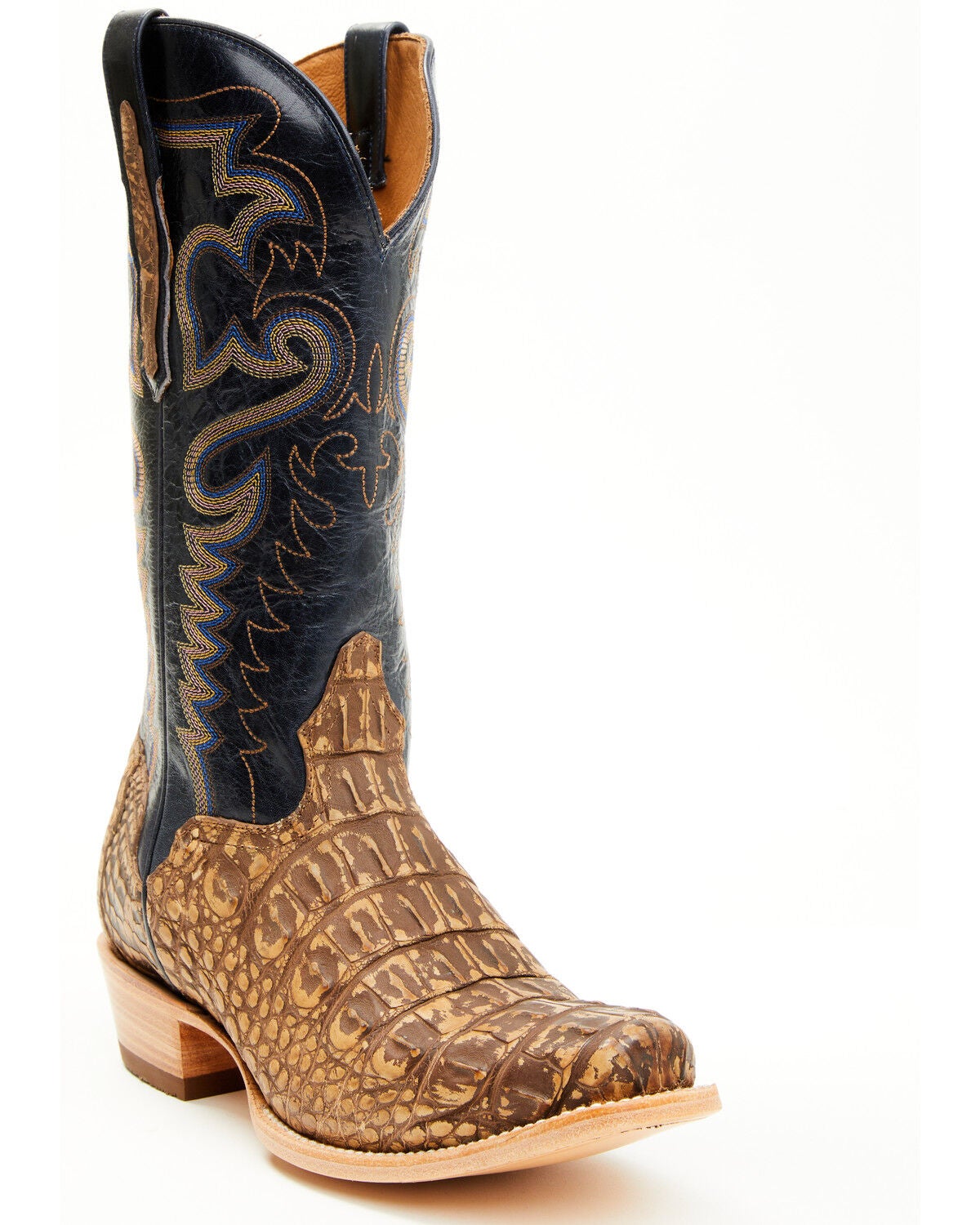 El Dorado Men's Exotic American Alligator Western Boots - Square Toe, Brown, hi-res