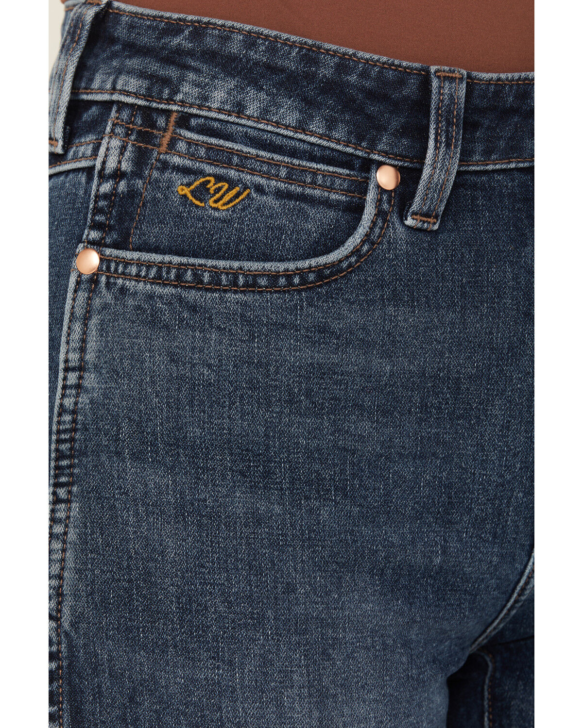 Image #5 - Wrangler X Lainey Wilson Women's Baskin Dark Wash High Rise Boot Hugger Bootcut Stretch Denim Jeans, Dark Wash, hi-res