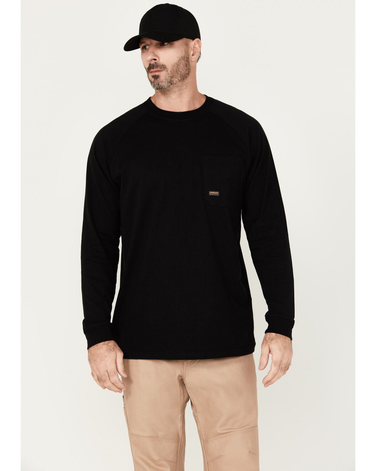 Image #2 - Ariat Men's Black Rebar Workman Back Graphic Long Sleeve Work Pocket T-Shirt, Black, hi-res