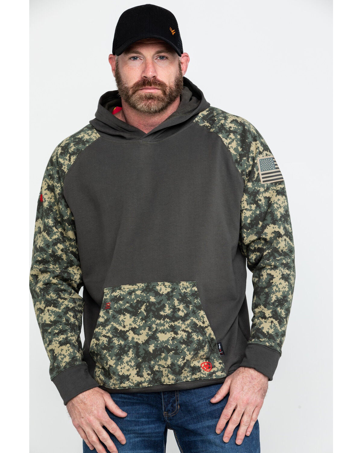 Ariat Men's FR Durastretch Camo Patriot Hoodie Work Sweatshirt - Big, Camouflage, hi-res