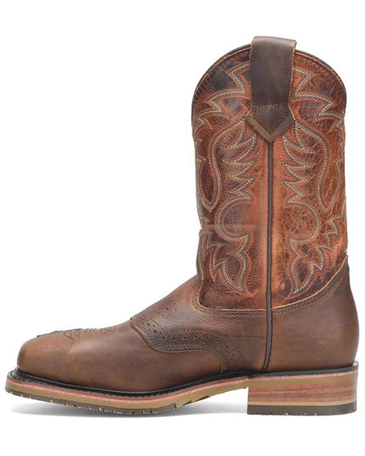Image #3 - Double H Men's Cody Pull-On Work Boots - Steel Toe, Brown, hi-res