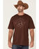Cody James Men's Heather Burgundy Desert Compass Graphic Short Sleeve T-Shirt , Burgundy, hi-res