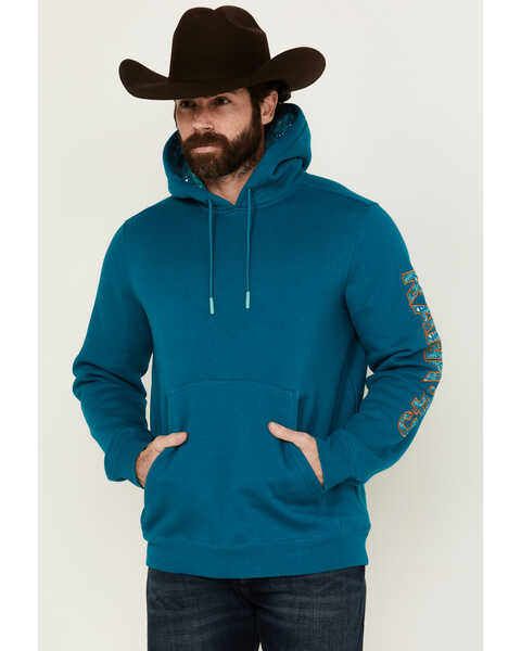 RANK 45® Men's Brundi Logo Hooded Sweatshirt , Teal, hi-res