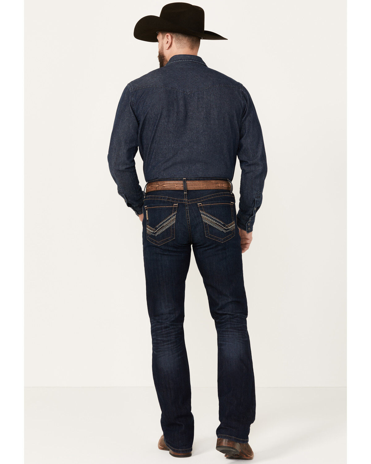 Image #3 - Cinch Men's Ian Dark Rinse Slim Bootcut Performance Stretch Denim Jeans, Indigo, hi-res