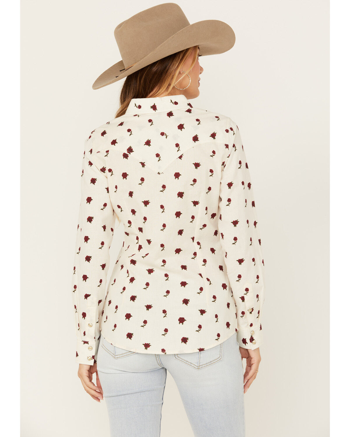 Image #4 - Wrangler Retro Women's Boot Barn Exclusive Rose Print Long Sleeve Western Flannel Shirt, , hi-res
