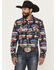 Image #1 - RANK 45® Men's Nate Southwestern Print Long Sleeve Snap Performance Western Shirt, Black, hi-res