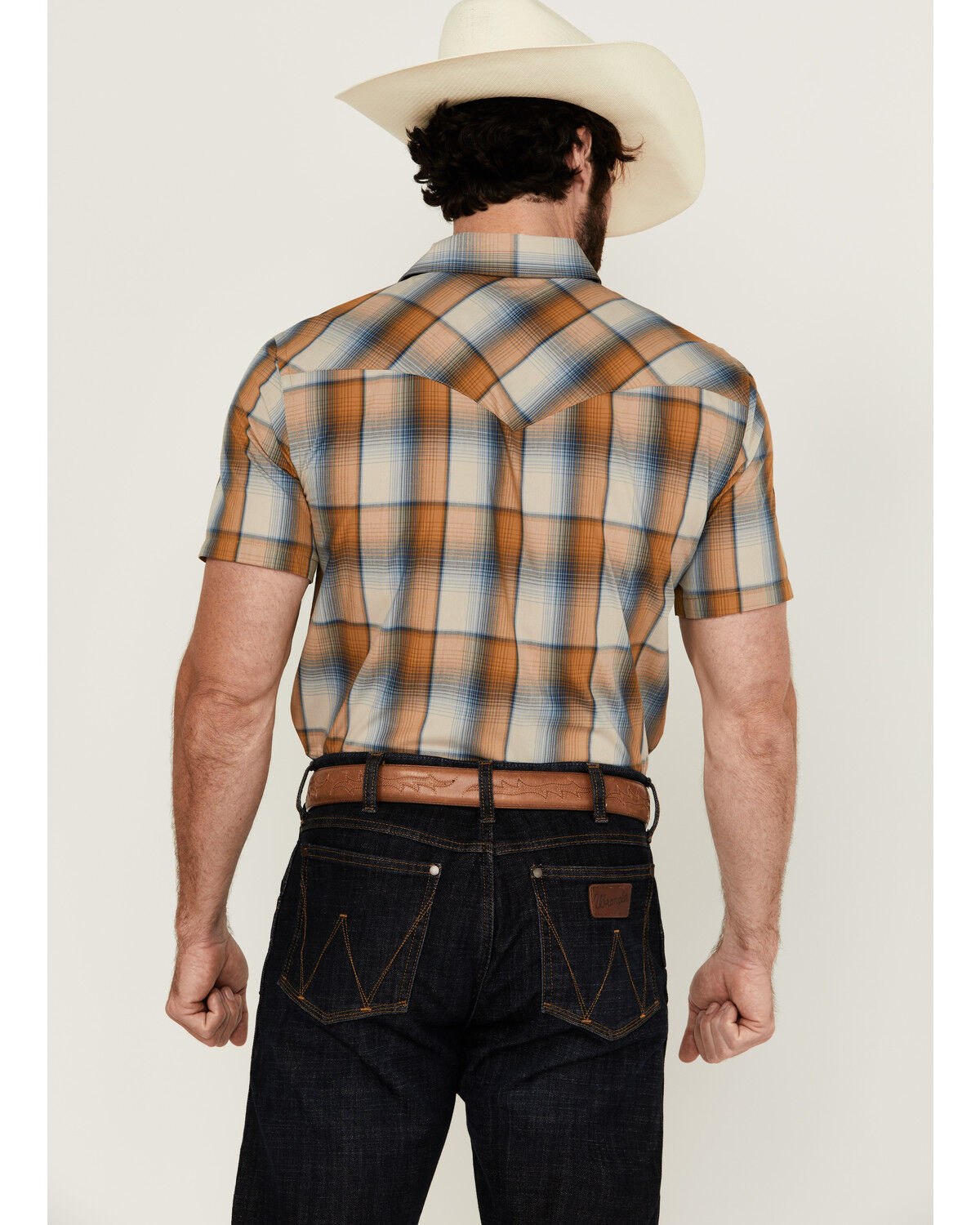 Image #4 - Pendleton Men's Frontier Plaid Print Short Sleeve Snap Western Shirt, Blue, hi-res