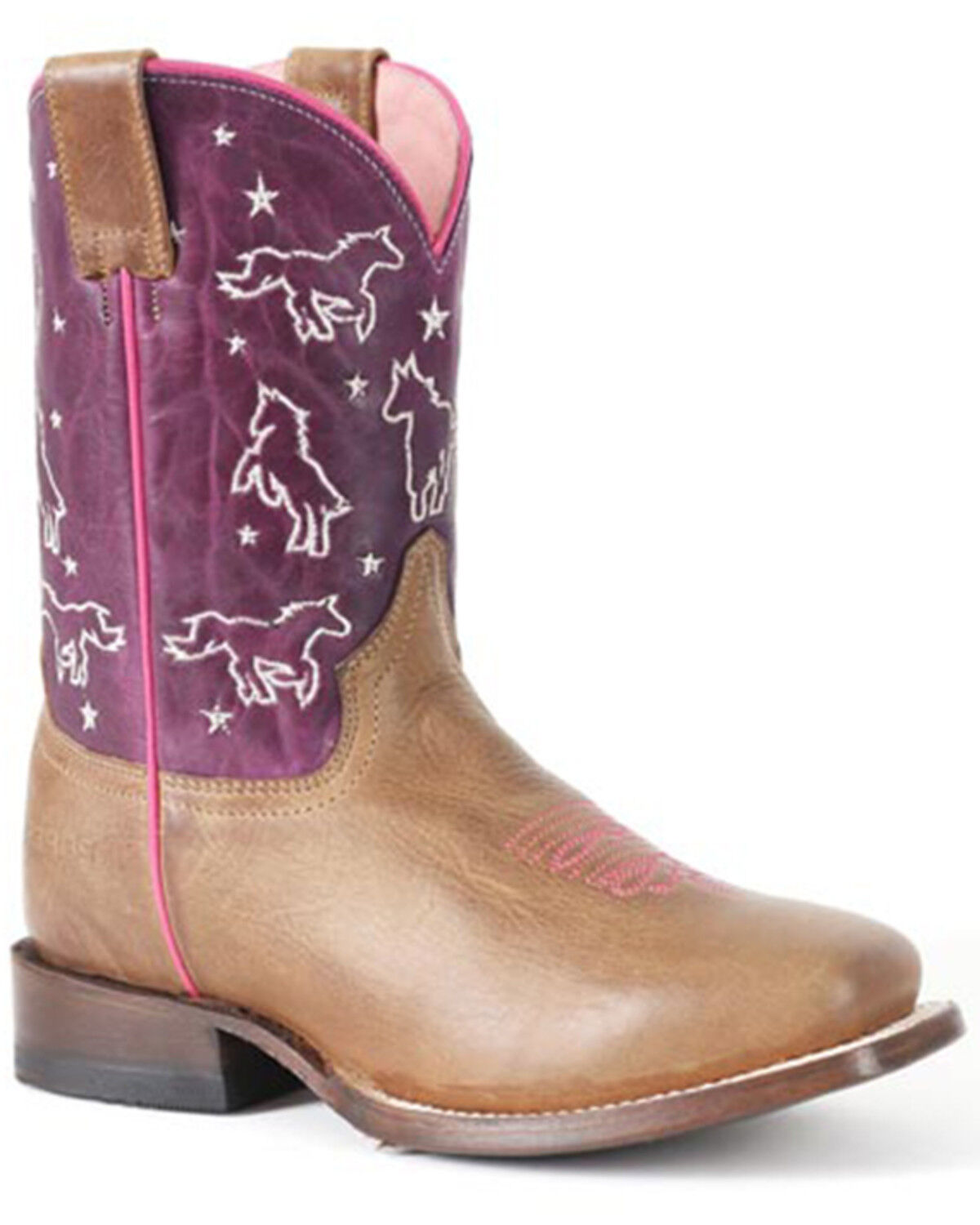 Image #1 - Roper Little Girls' Bella Western Boots - Broad Square Toe, Tan, hi-res