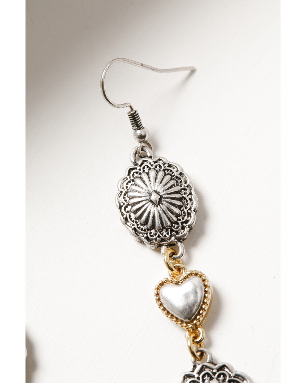 Image #2 - Shyanne Women's Western Muse Mixed Heart Concho Dangle Earrings, Gold, hi-res