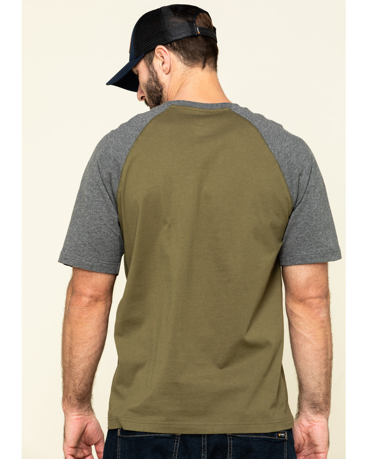 Image #2 - Hawx Men's Olive Midland Short Sleeve Baseball Work T-Shirt, Olive, hi-res