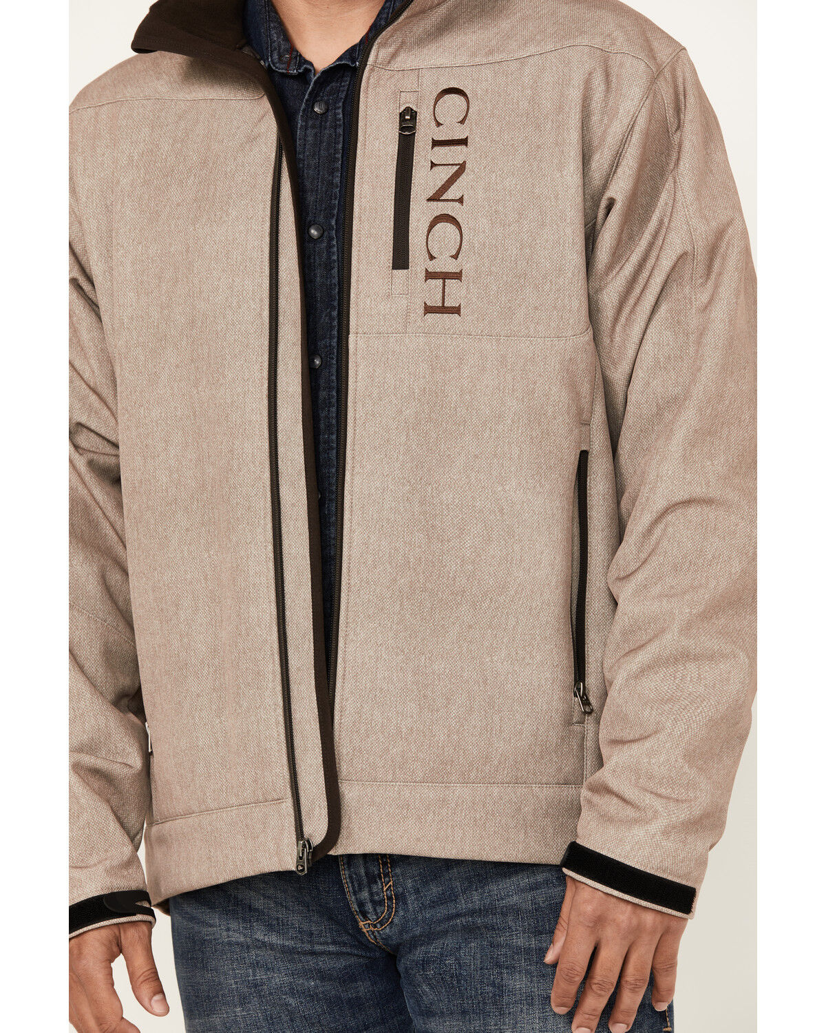 Image #4 - Cinch Men's Bonded Softshell Jacket, Stone, hi-res