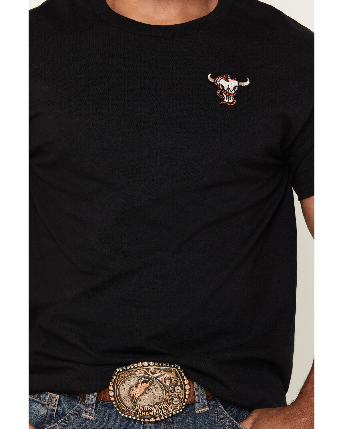 Image #3 - Cody James Men's Skull and Snake Embroidered Short Sleeve Graphic T-Shirt, Black, hi-res