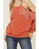 Image #3 - Blue B Women's Rhinestone Fringe Cold Shoulder Sweatshirt, Orange, hi-res