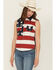 Image #1 - Shyanne Women's Americana Print Bubba Sleeveless Snap Western Shirt, Red, hi-res