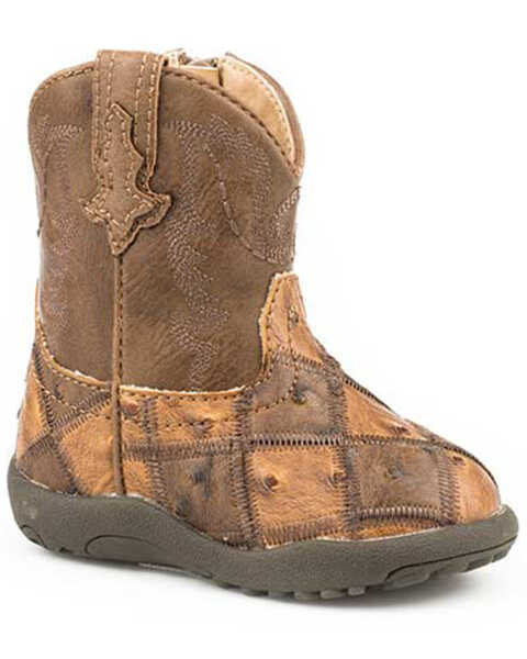 Image #1 - Roper Infant Boys' Bird Blosk Western Boots - Round Toe, Tan, hi-res