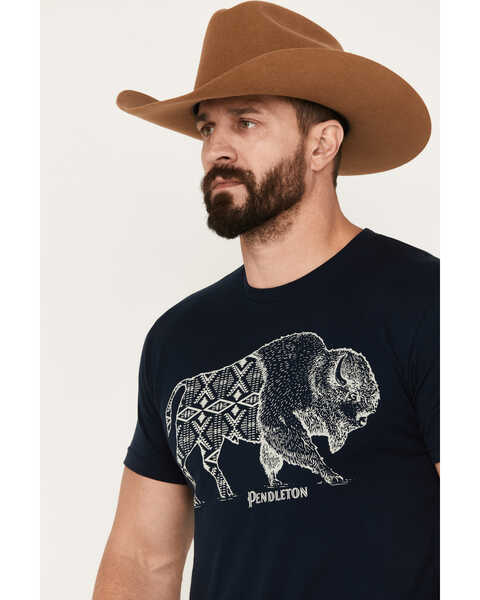 Image #2 - Pendleton Men's Jacquard Bison Short Sleeve Graphic T-Shirt, Navy, hi-res