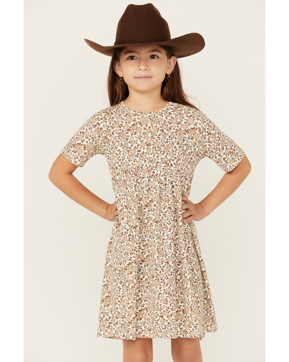 Image #2 - Rylee & Cru Girls' Finn Floral Print Mini Dress, White, hi-res