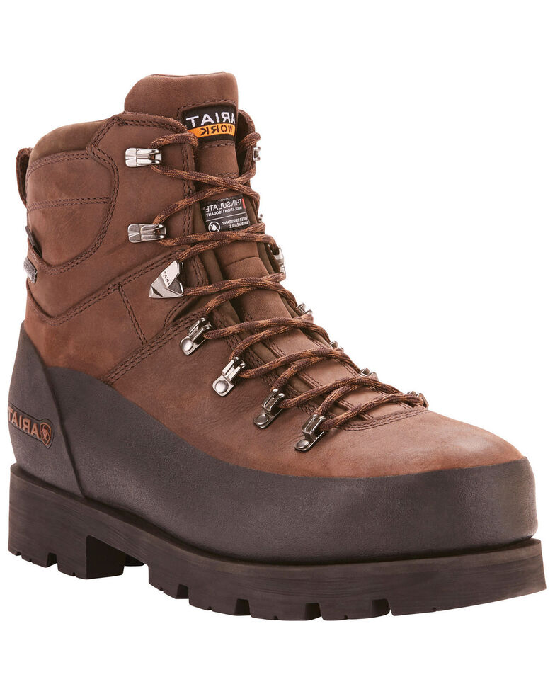 Ariat Men's Linesman Ridge 6" EH Insulated Work Boots - Round Composite Toe, Medium Brown, hi-res