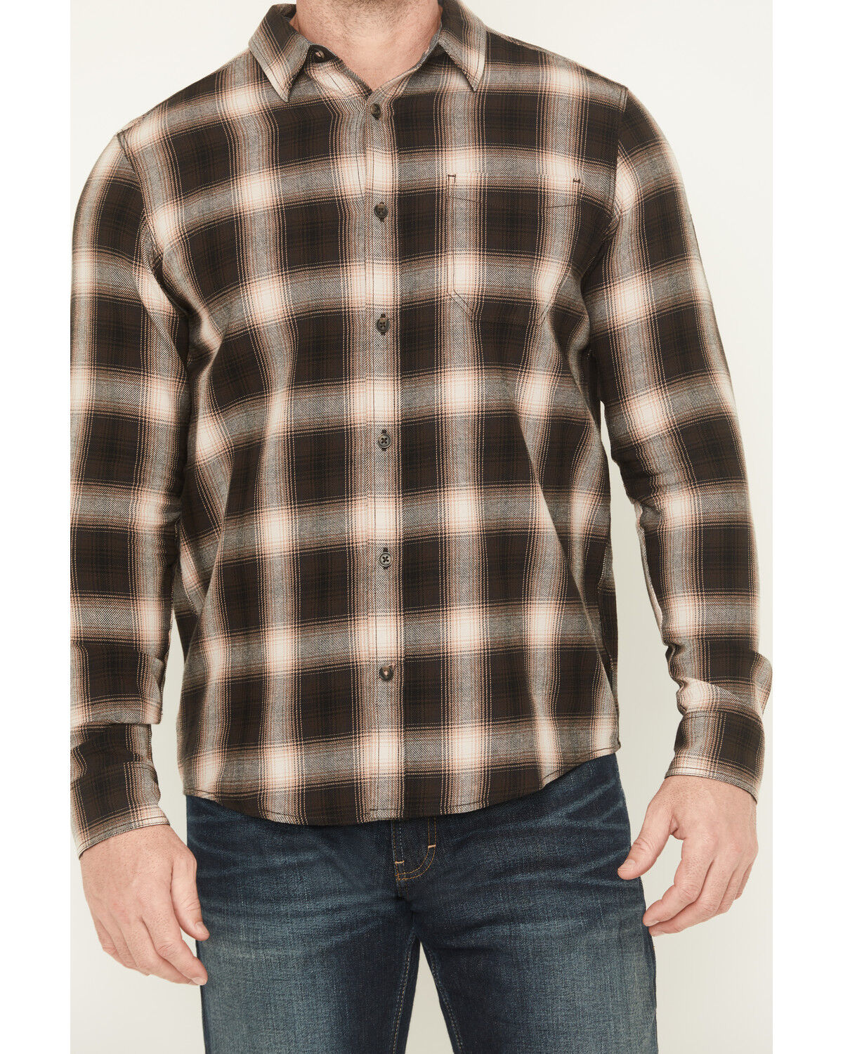 Image #3 - Brothers and Sons Men's Redwood Plaid Print Long Sleeve Button-Down Flannel Shirt, Brown, hi-res