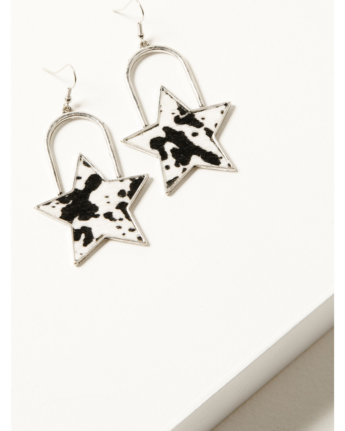 Image #1 - Shyanne Women's Cowhide Star Statement Earrings, Silver, hi-res