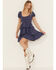 Image #1 - Originality Women's Tiered Short Sleeve Mini Dress, Navy, hi-res