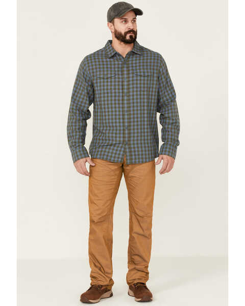 Image #2 - Brothers and Sons Men's Small Check Plaid Long Sleeve Button-Down Western Shirt , Indigo, hi-res