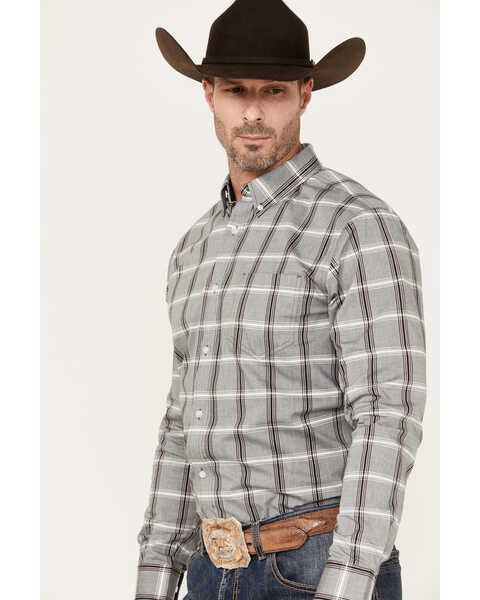 Image #2 - Cody James Men's Tall Pour Long Sleeve Plaid Print Button-Down Stretch Western Shirt, Grey, hi-res