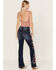 Image #3 - Driftwood Women's Medium Wash High Rise Floral Embroidered Stretch Flare Jeans , Medium Wash, hi-res