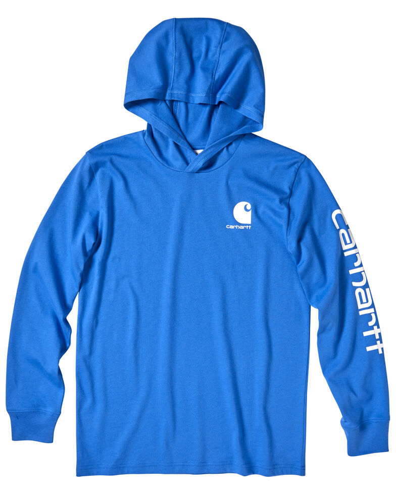 Carhartt Boys' Blue Sleeve Graphic Hooded Sweatshirt , Blue, hi-res