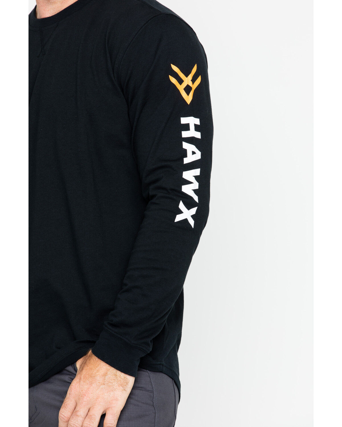 Image #4 - Hawx Men's Logo Crew Long Sleeve Work T-Shirt, Black, hi-res
