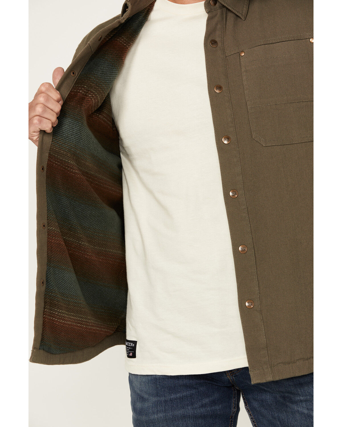 Image #3 - Dakota Grizzly Men's Elias Twill Fleece Lined Shirt Jacket, Olive, hi-res