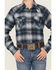 Image #2 - Ely Walker Boy's Plaid Print Long Sleeve Snap Flannel Shirt, Blue, hi-res