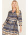 Image #3 - Stetson Women's Serape Stripe Print Long Sleeve Midi Dress, Blue, hi-res