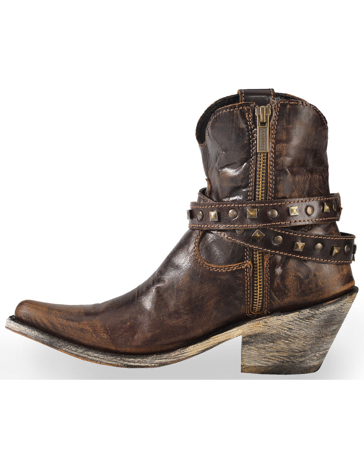 Image #3 - Liberty Black Women's Volcano Brass Studded Harness Booties - Round Toe, , hi-res